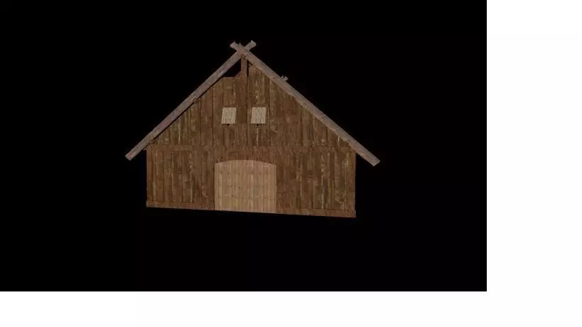 Viking Great Hall With interior Low-poly 3D model