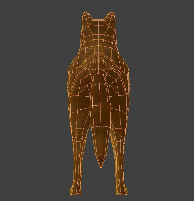 Wolf Rigged Low-poly and Game-Ready Low-poly 3D model_12