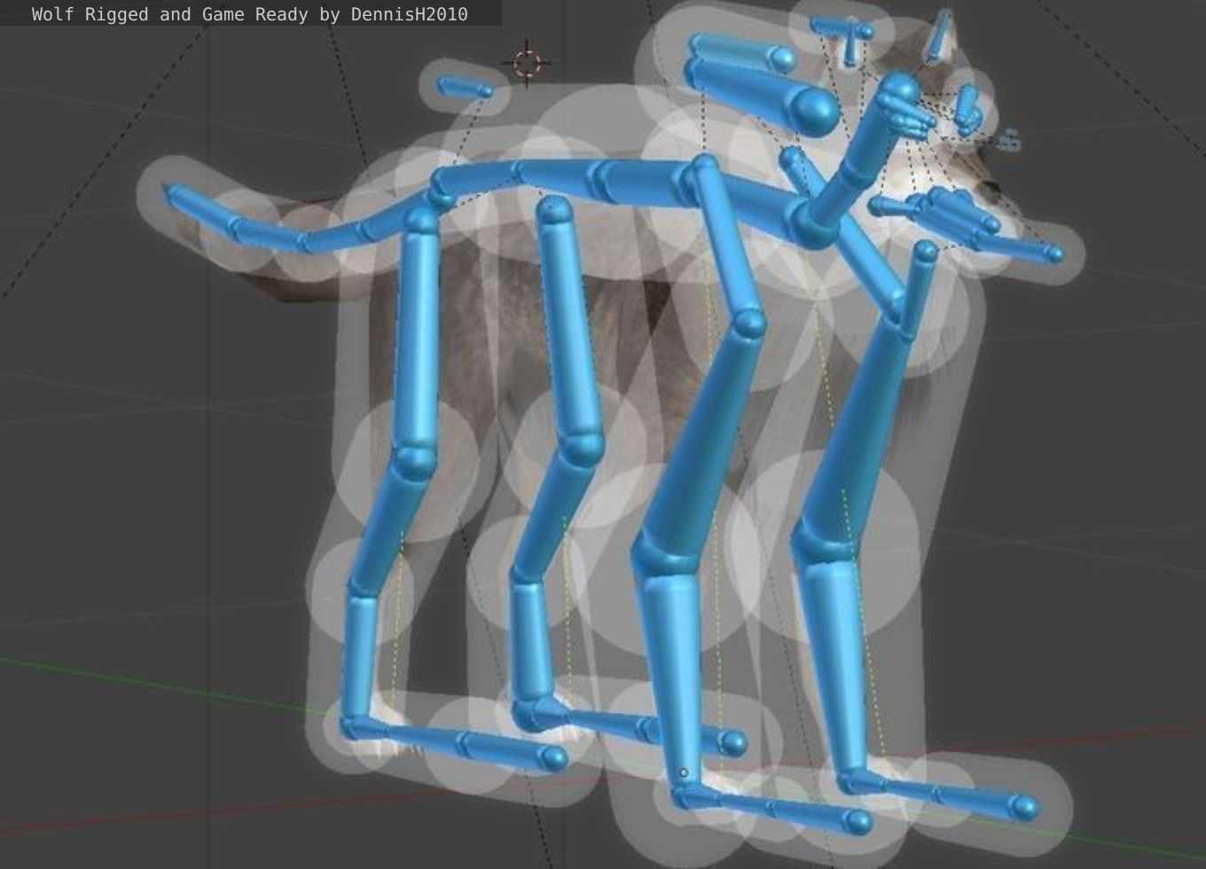 Wolf Rigged Low-poly and Game-Ready Low-poly 3D model_39