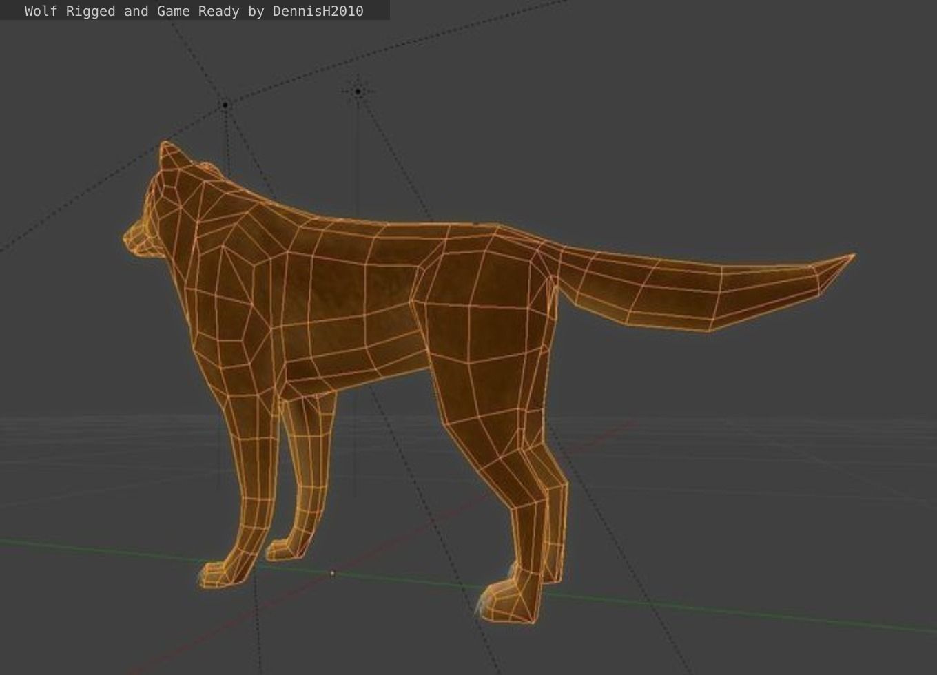 Wolf Rigged Low-poly and Game-Ready Low-poly 3D model_38