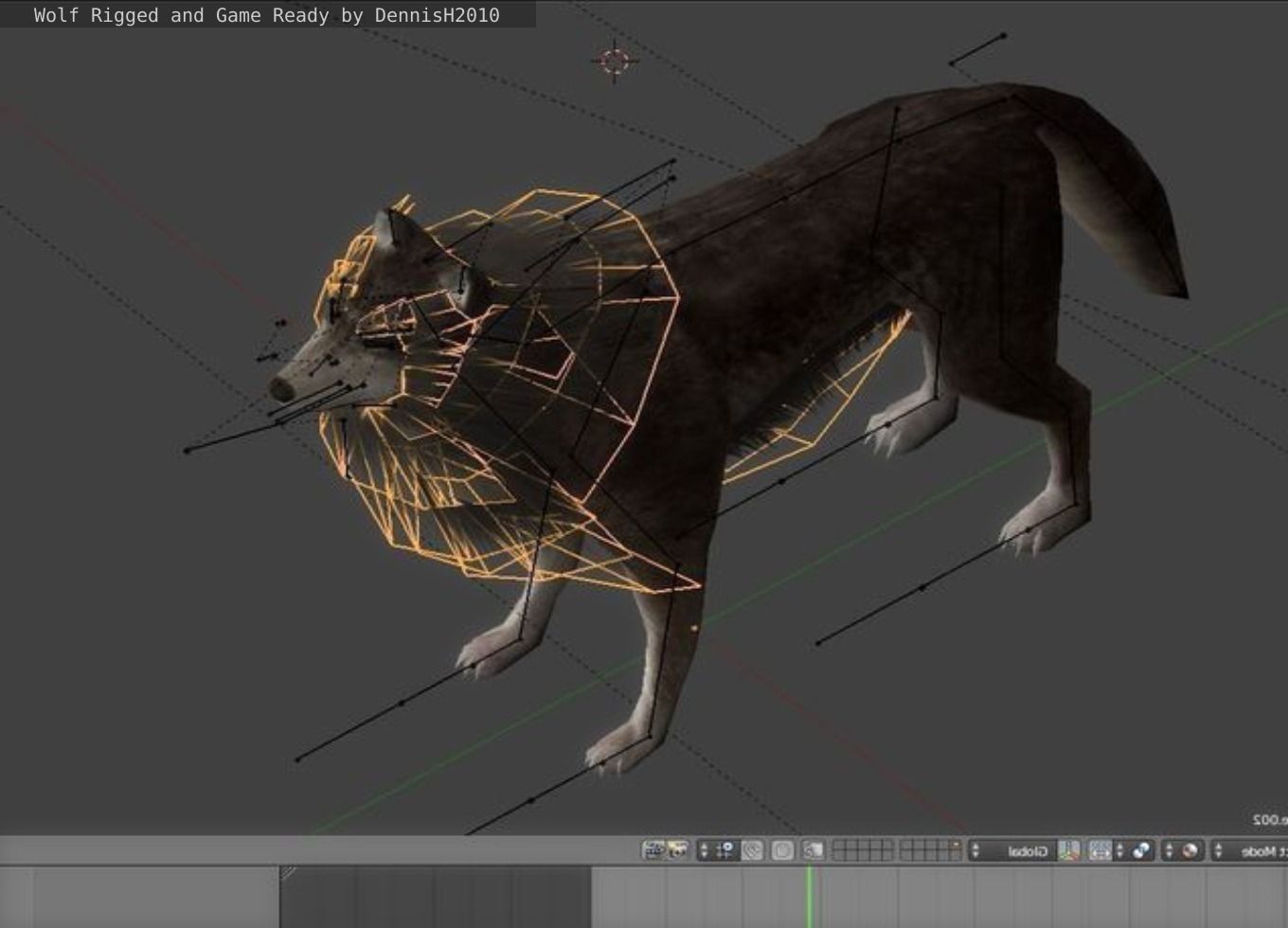Wolf Rigged Low-poly and Game-Ready Low-poly 3D model_54
