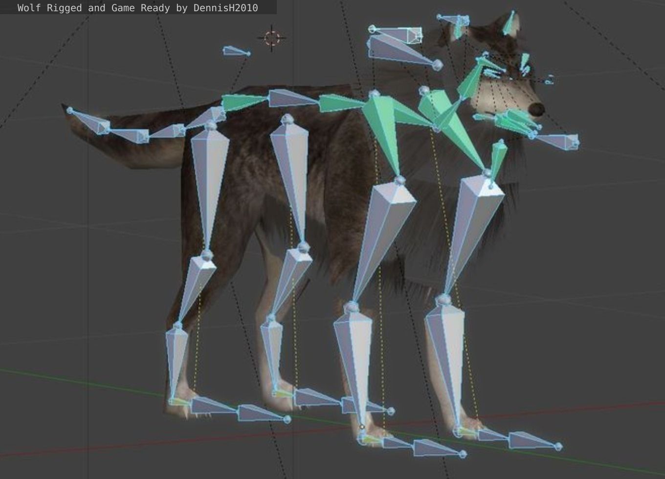Wolf Rigged Low-poly and Game-Ready Low-poly 3D model_44