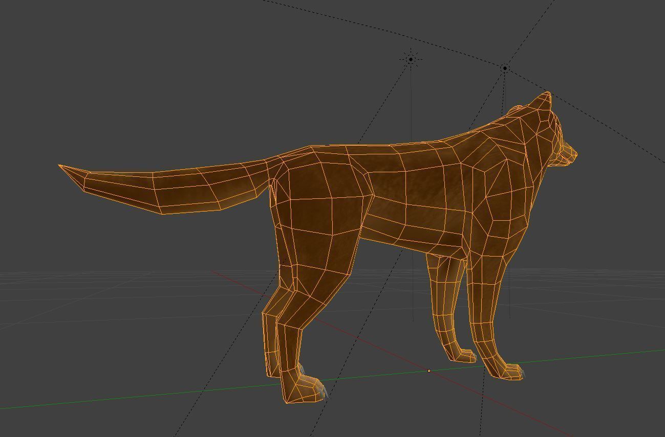 Wolf Rigged Low-poly and Game-Ready Low-poly 3D model_23