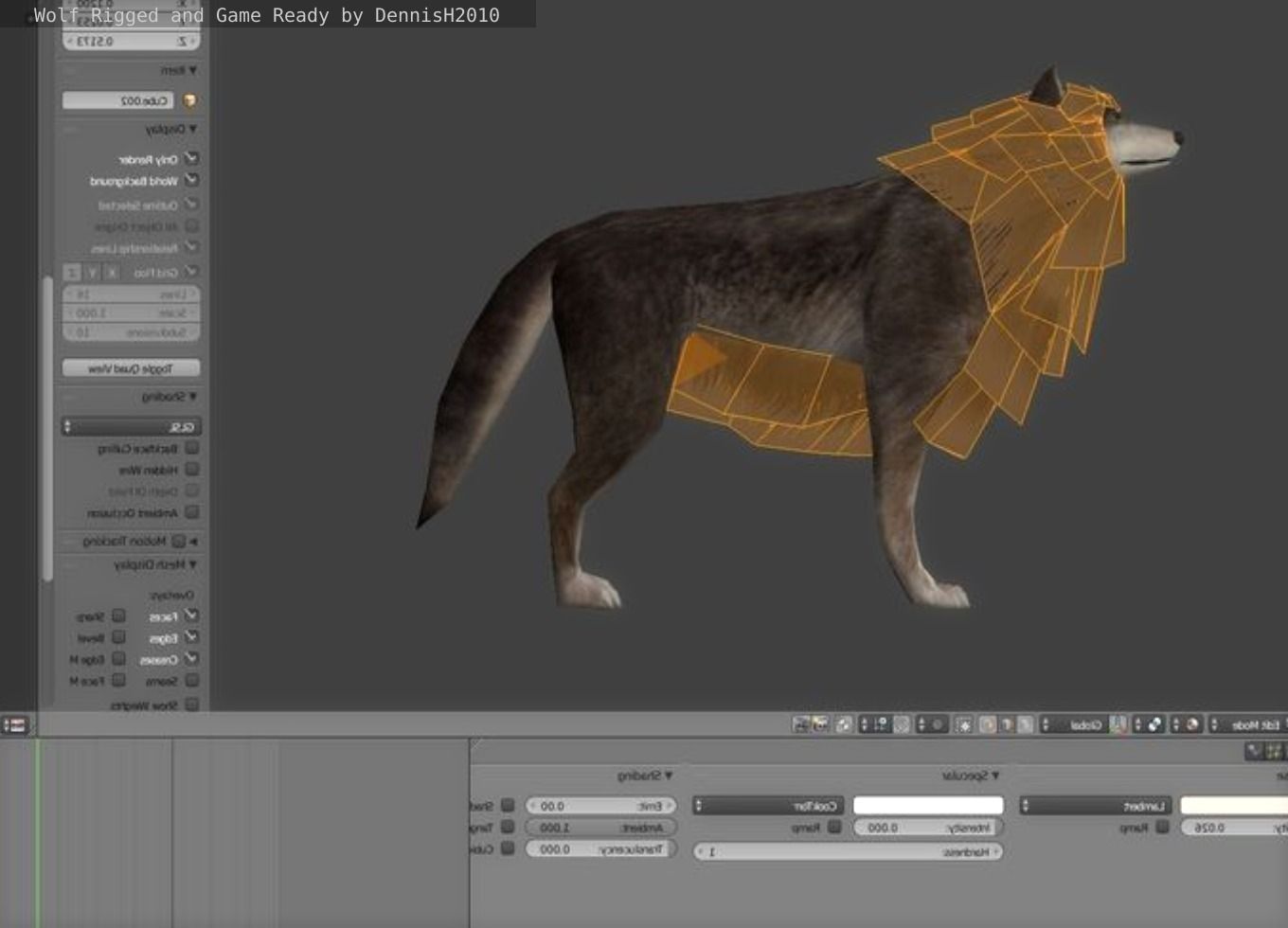 Wolf Rigged Low-poly and Game-Ready Low-poly 3D model_48