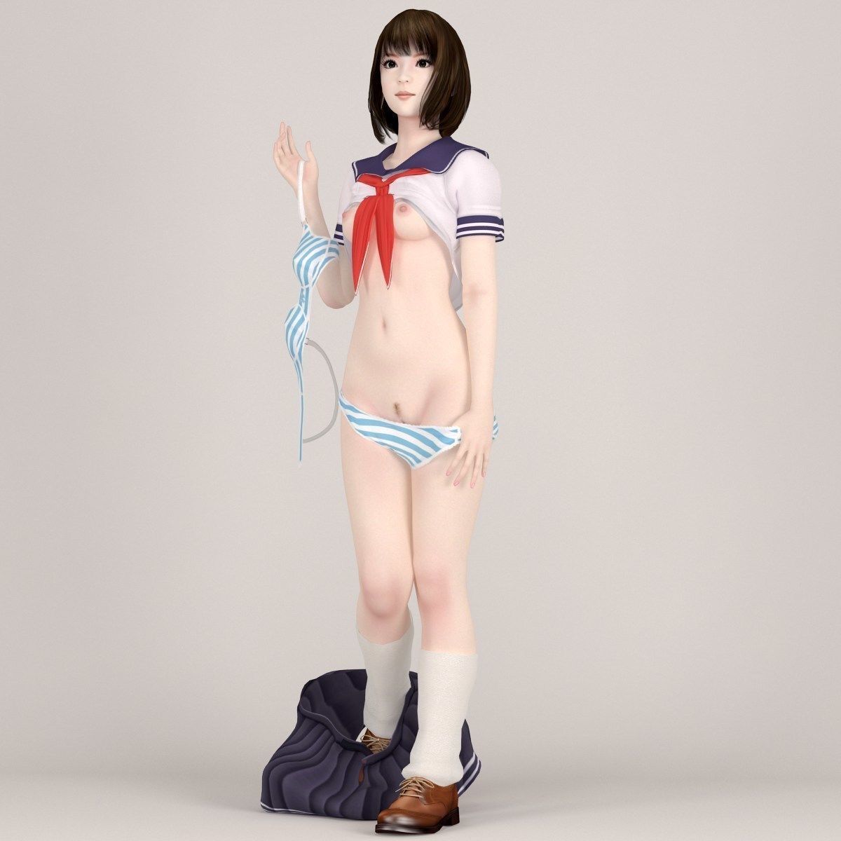 Mariko schoolgirl pose 05 3D model_10