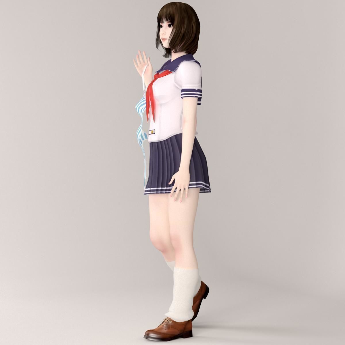 Mariko schoolgirl pose 05 3D model_11