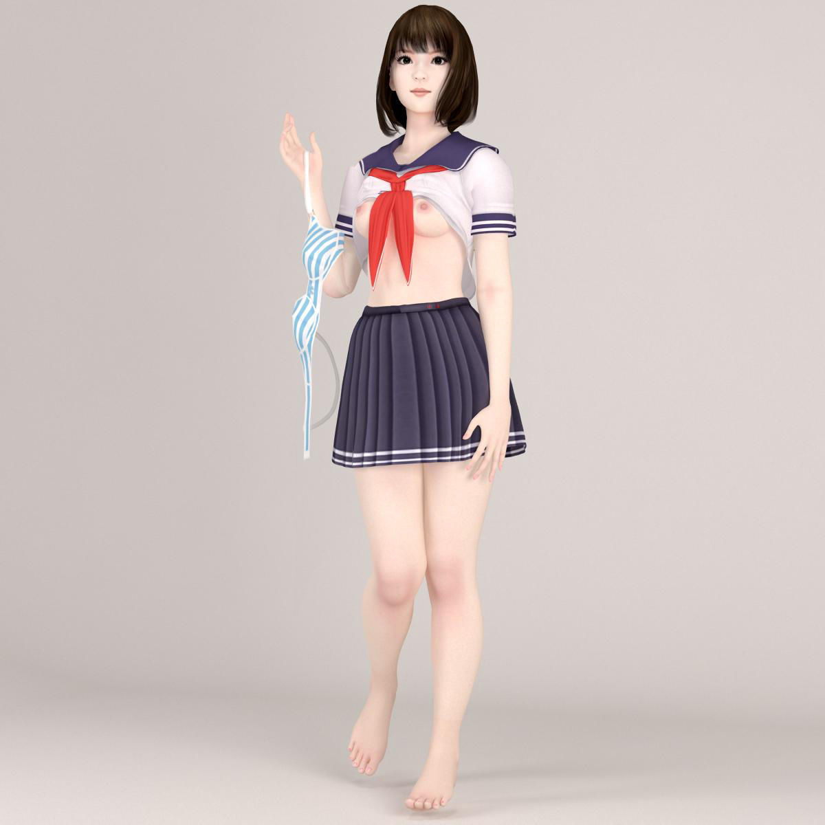 Mariko schoolgirl pose 05 3D model_8