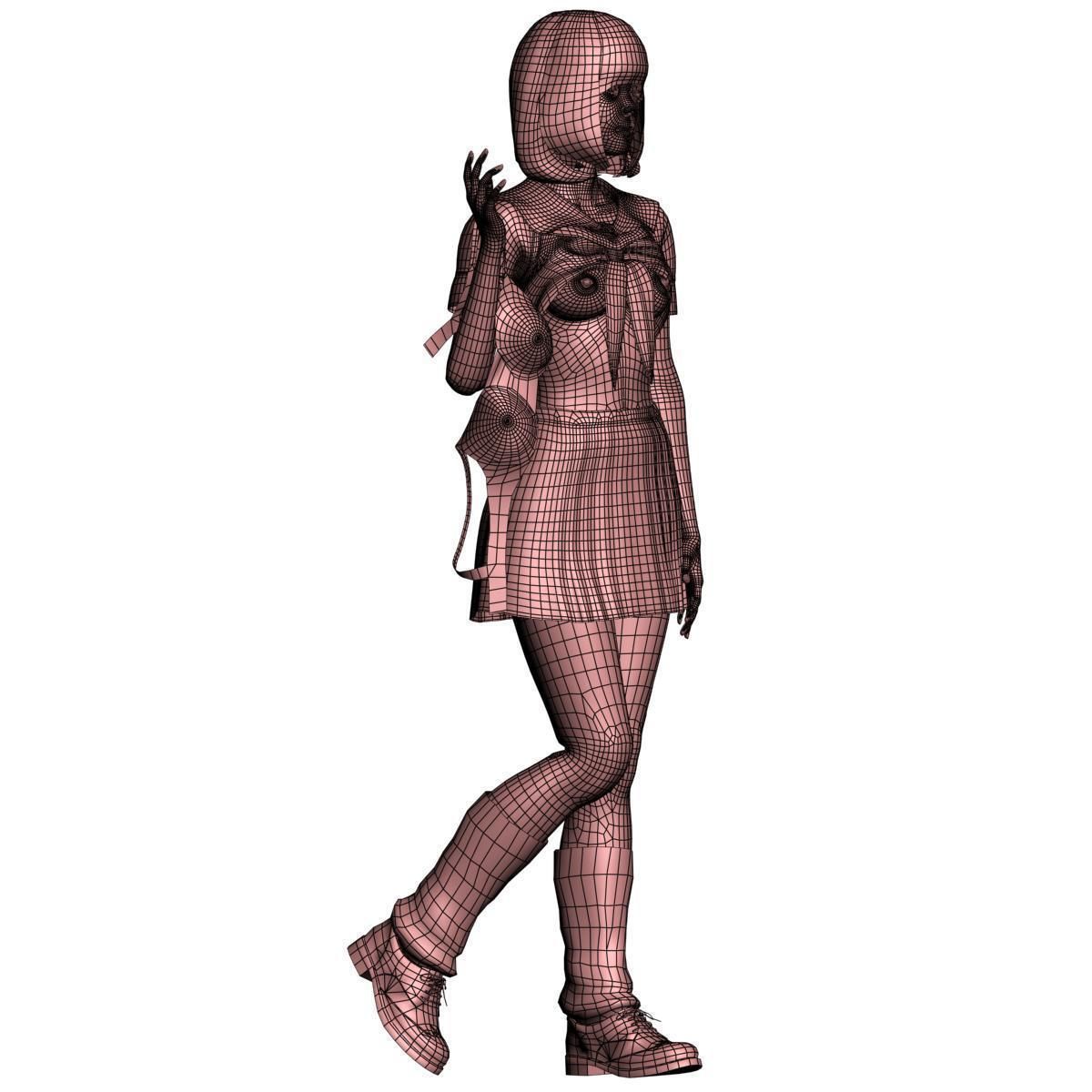 Mariko schoolgirl pose 05 3D model_18