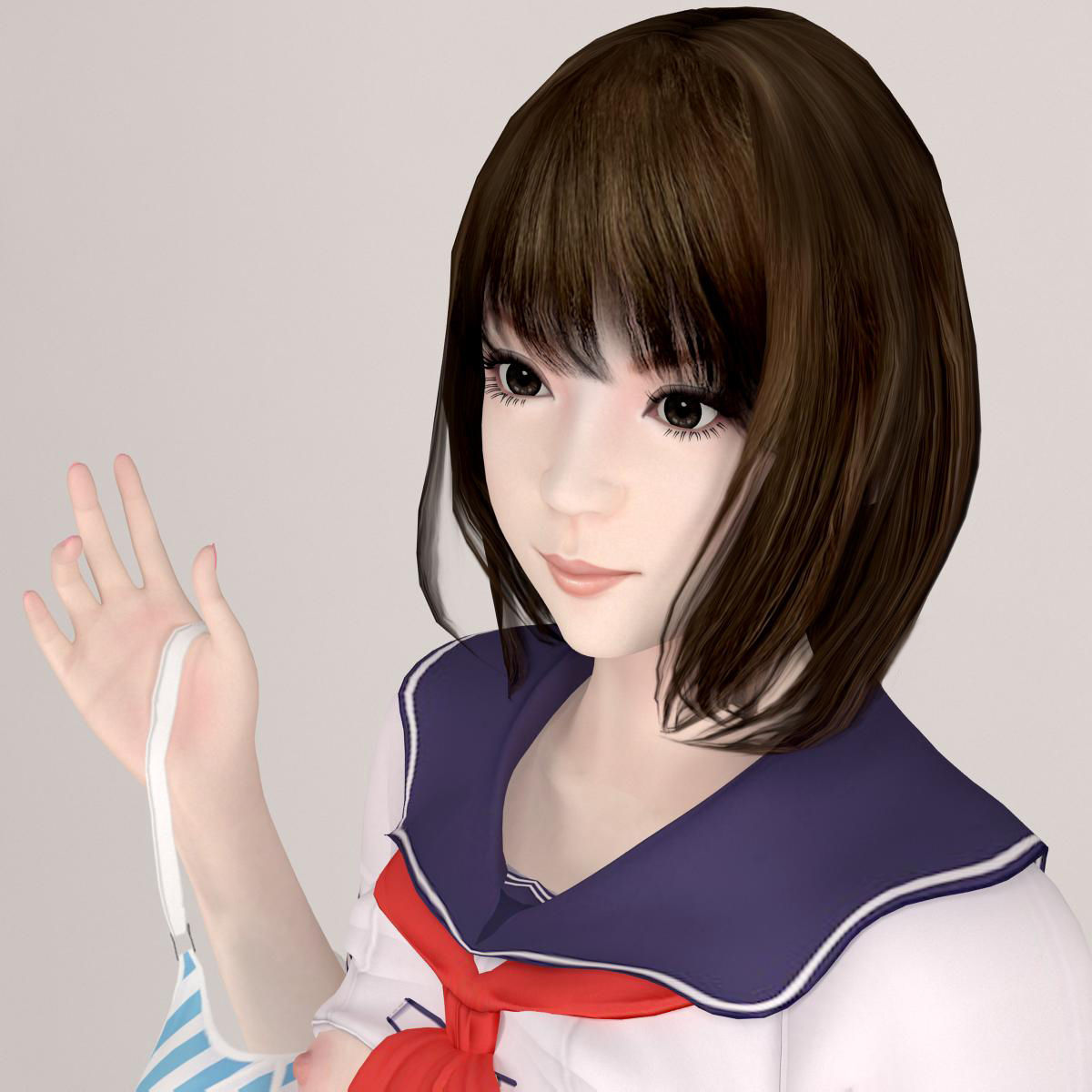 Mariko schoolgirl pose 05 3D model_1