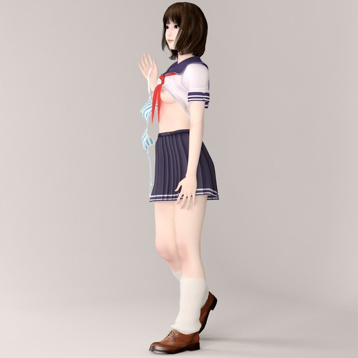 Mariko schoolgirl pose 05 3D model_12