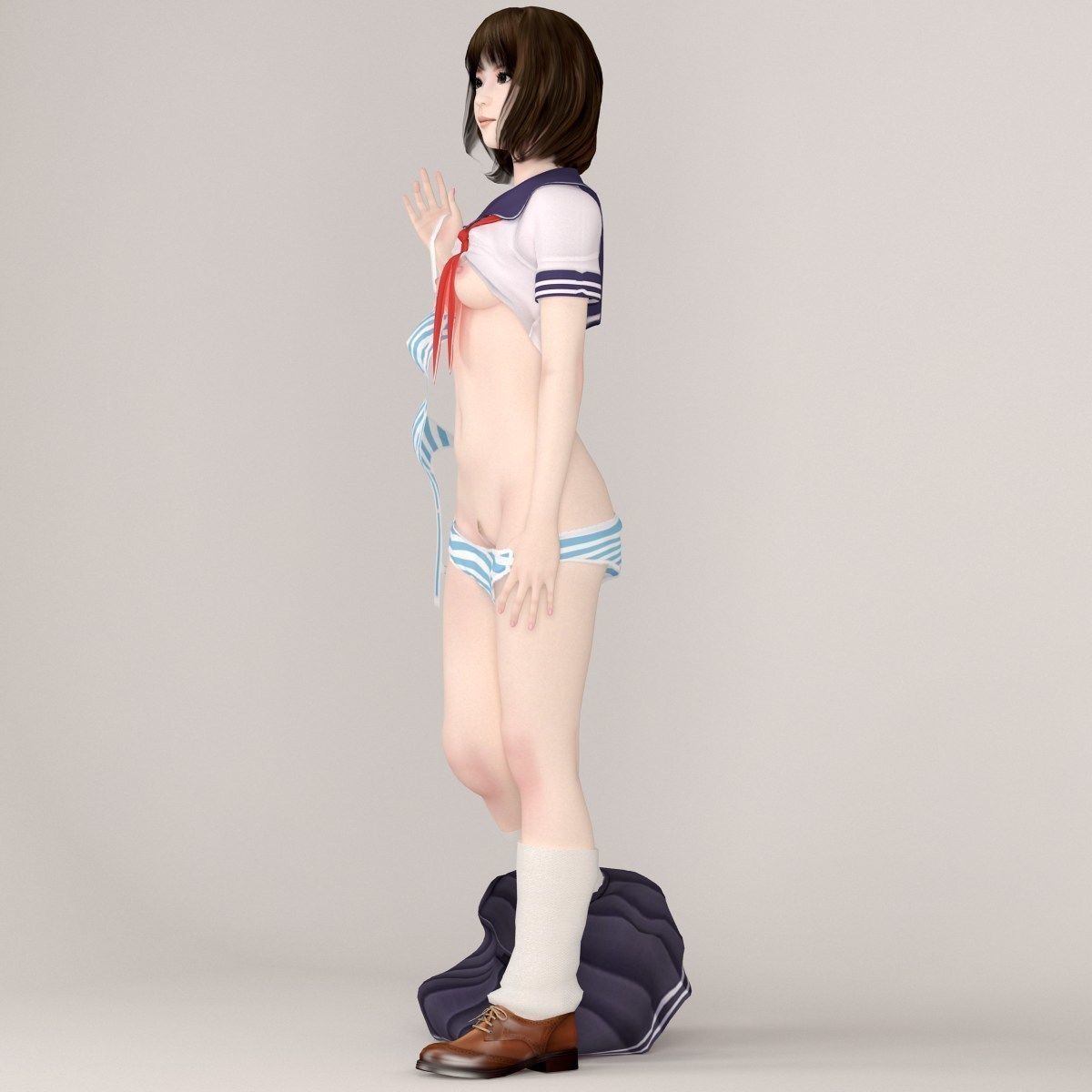 Mariko schoolgirl pose 05 3D model_15