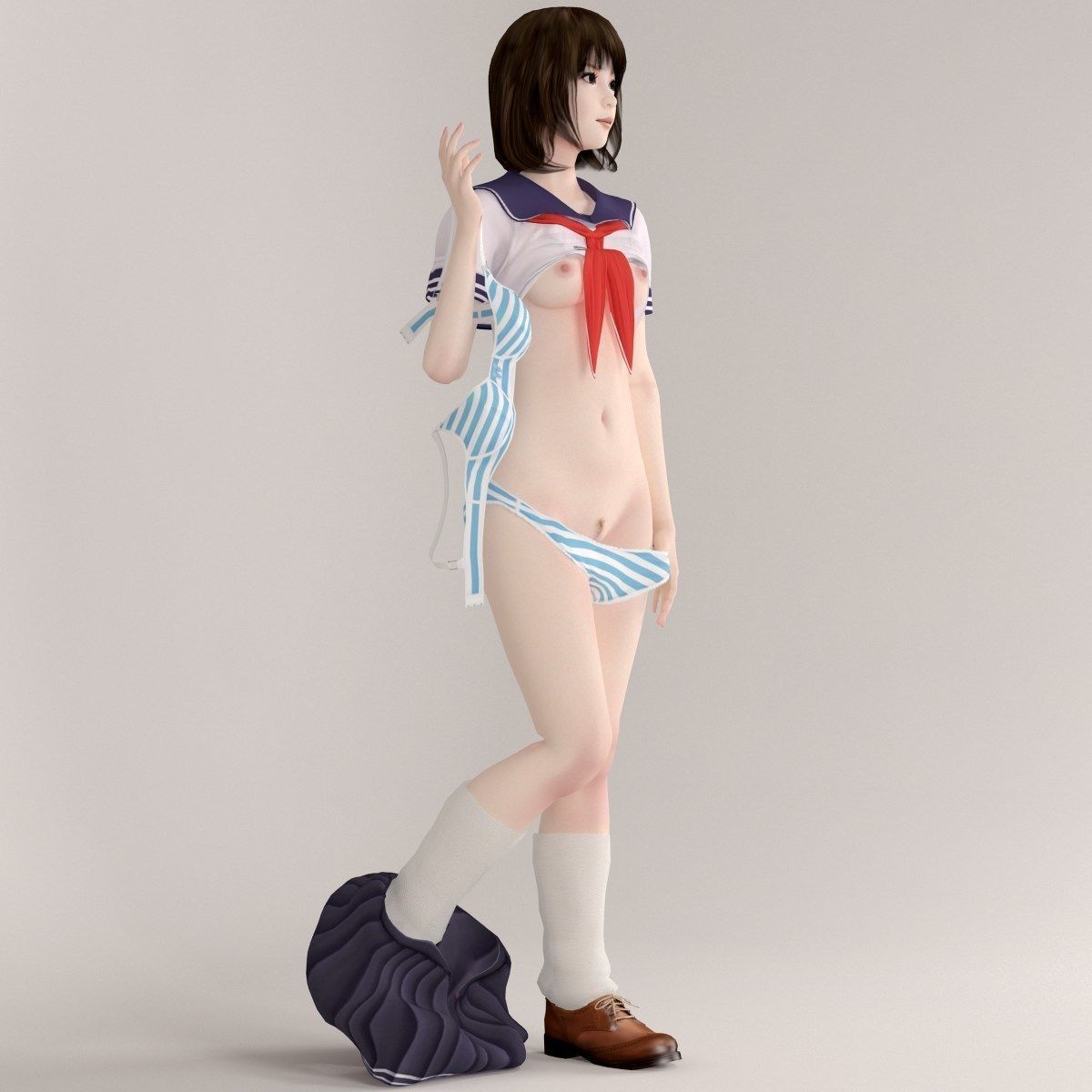 Mariko schoolgirl pose 05 3D model_6