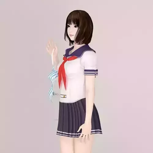 Mariko schoolgirl pose 05 3D model