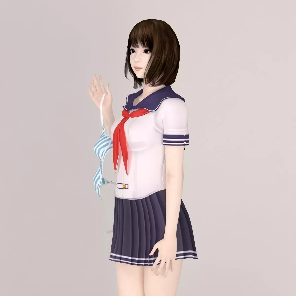 Mariko schoolgirl pose 05 3D model_0