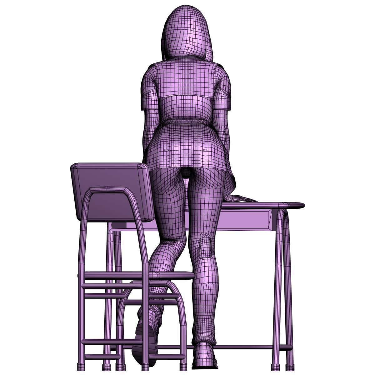 Mariko schoolgirl pose 06 3D model_15