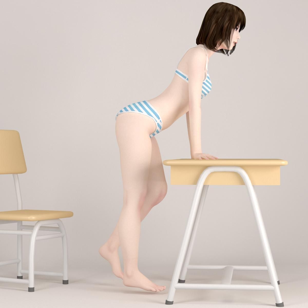 Mariko schoolgirl pose 06 3D model_9