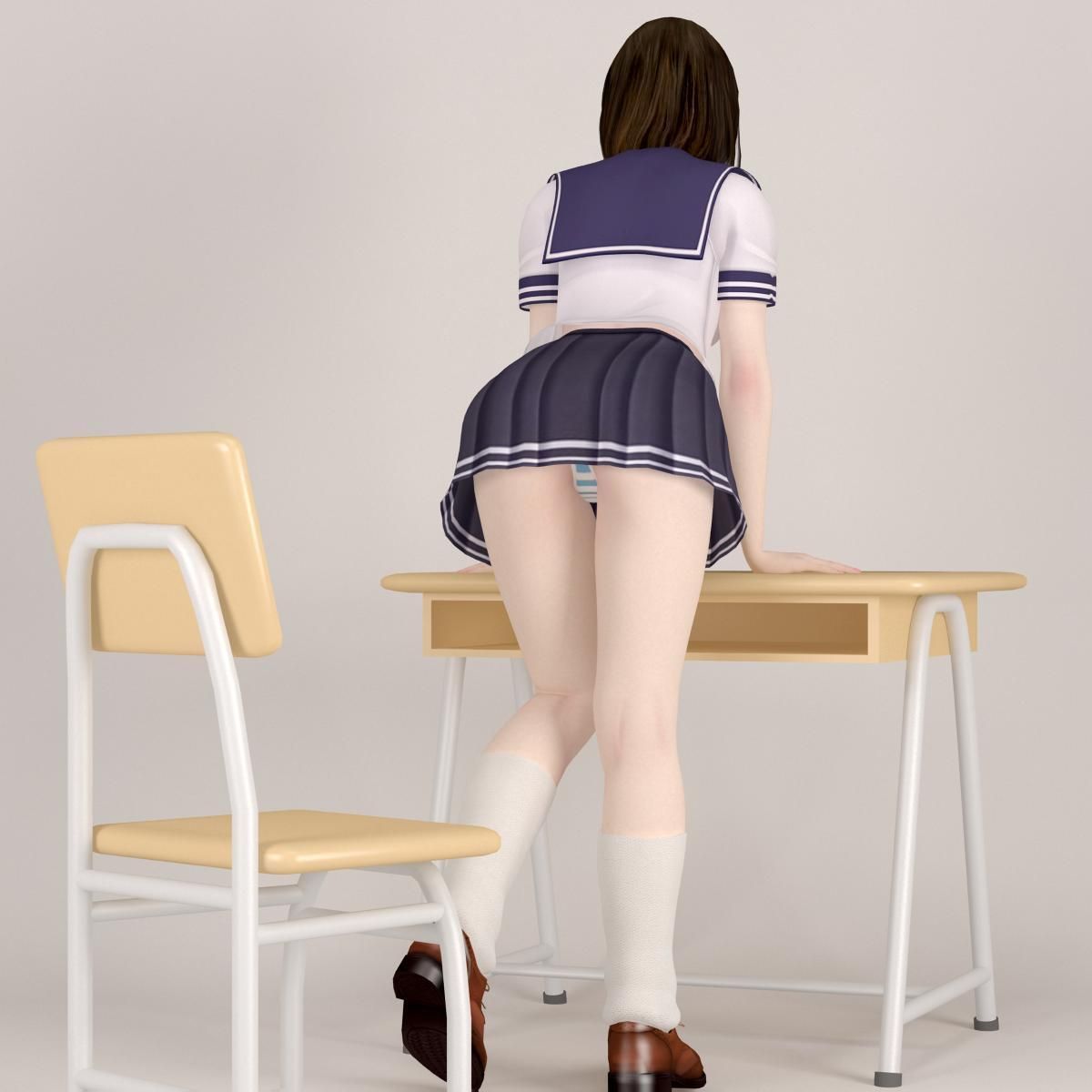 Mariko schoolgirl pose 06 3D model_11