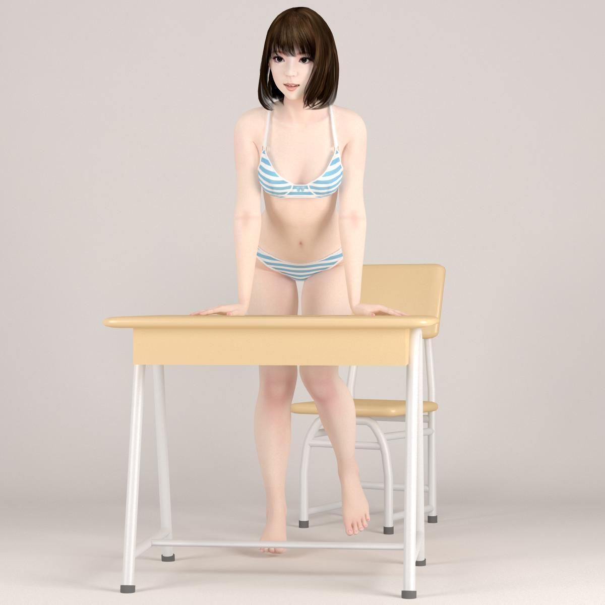 Mariko schoolgirl pose 06 3D model_6