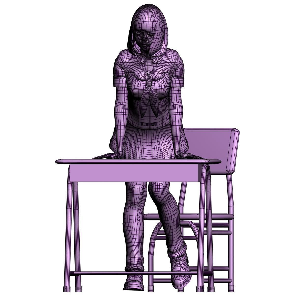 Mariko schoolgirl pose 06 3D model_16