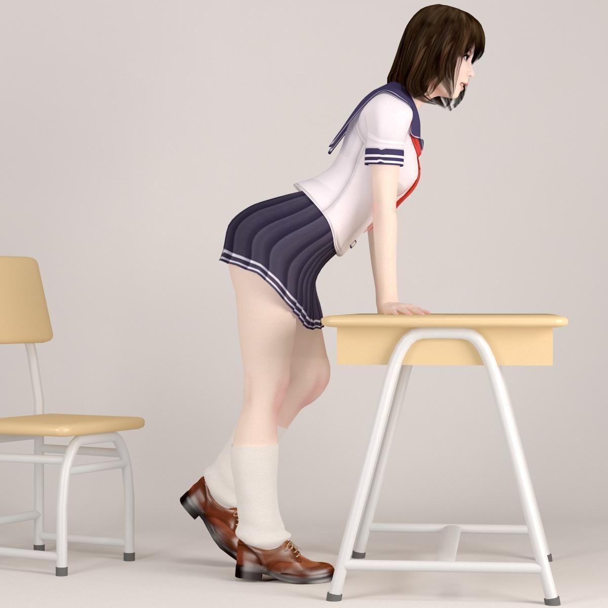 Mariko schoolgirl pose 06 3D model_8