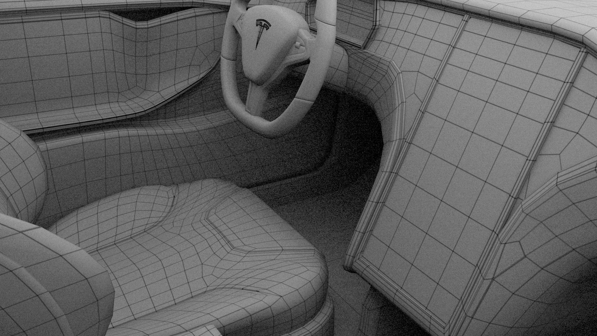Tesla Model S with interior 3D model_9