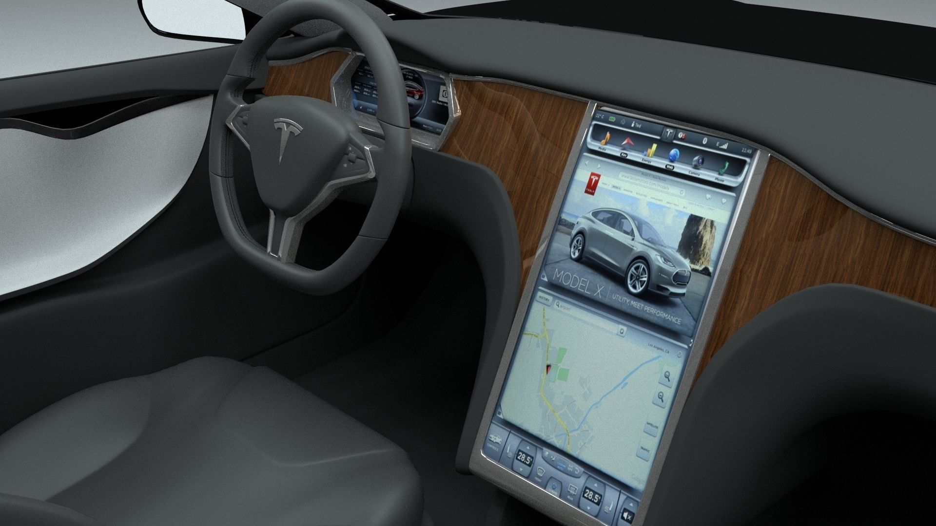 Tesla Model S with interior 3D model_8