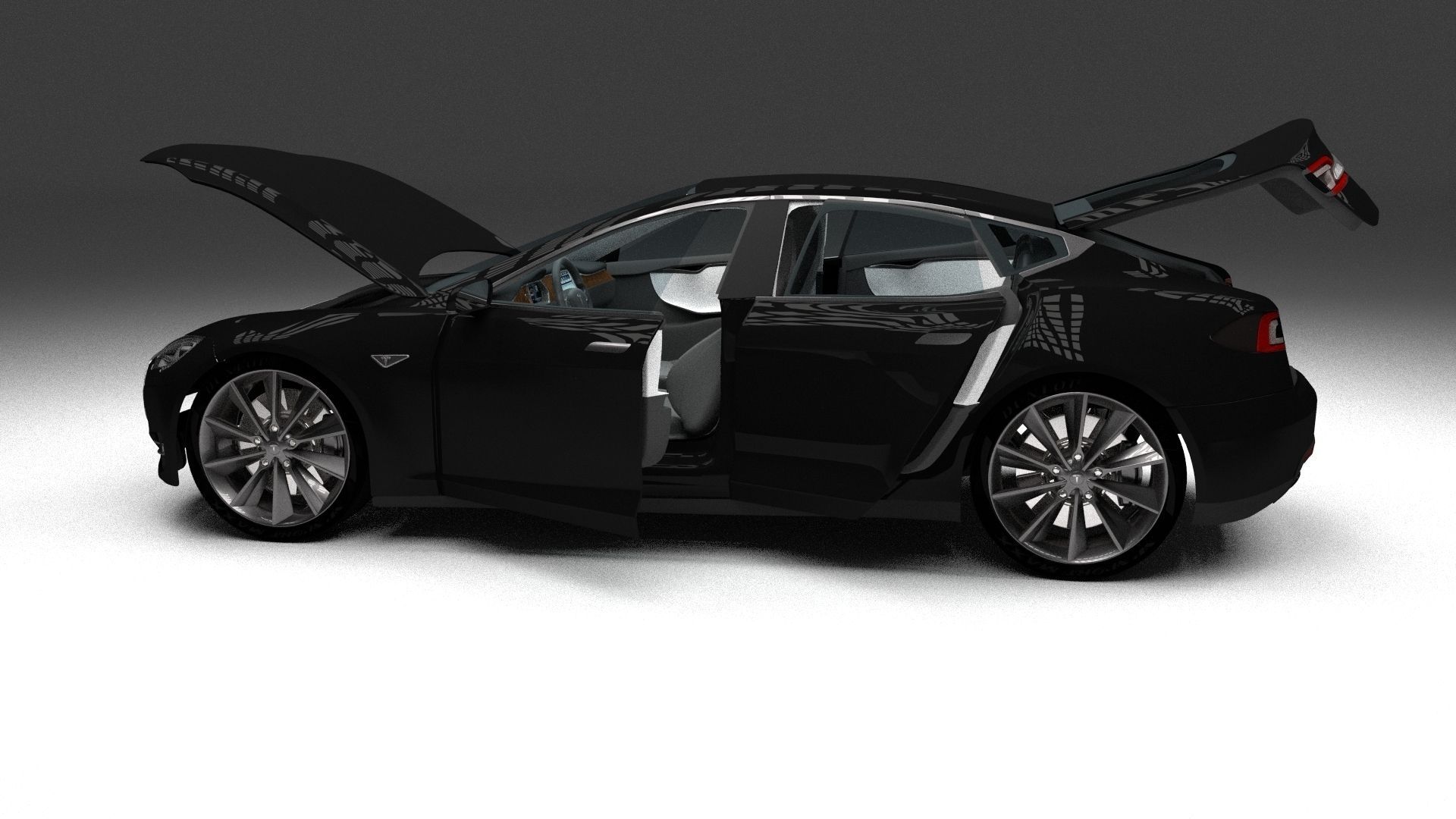 Tesla Model S with interior 3D model_25
