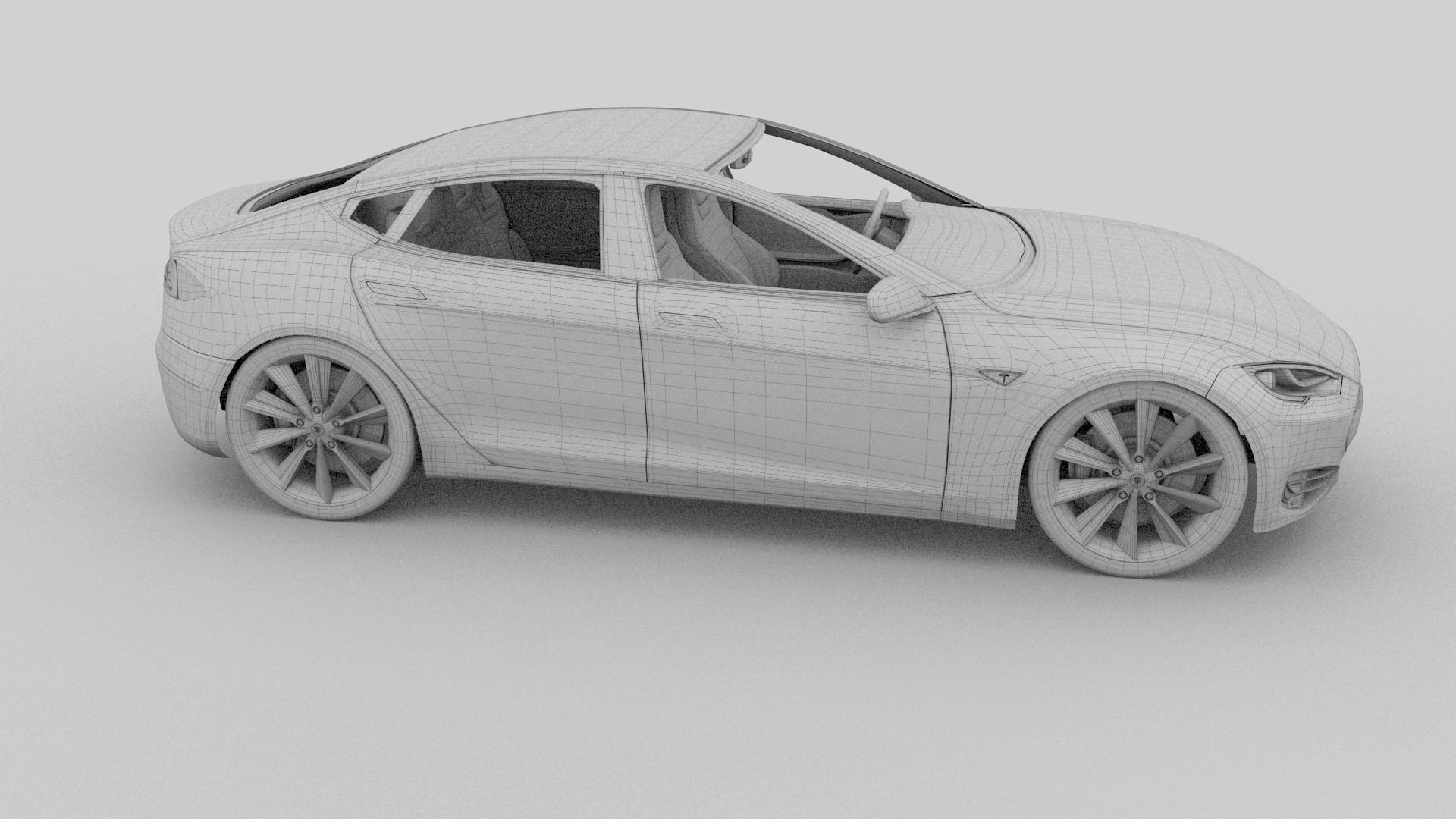 Tesla Model S with interior 3D model_15