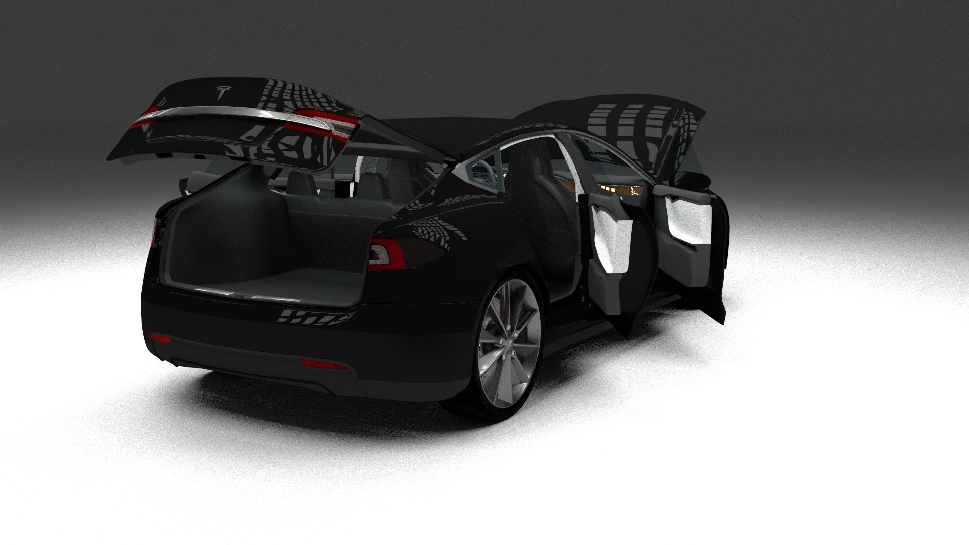 Tesla Model S with interior 3D model_6
