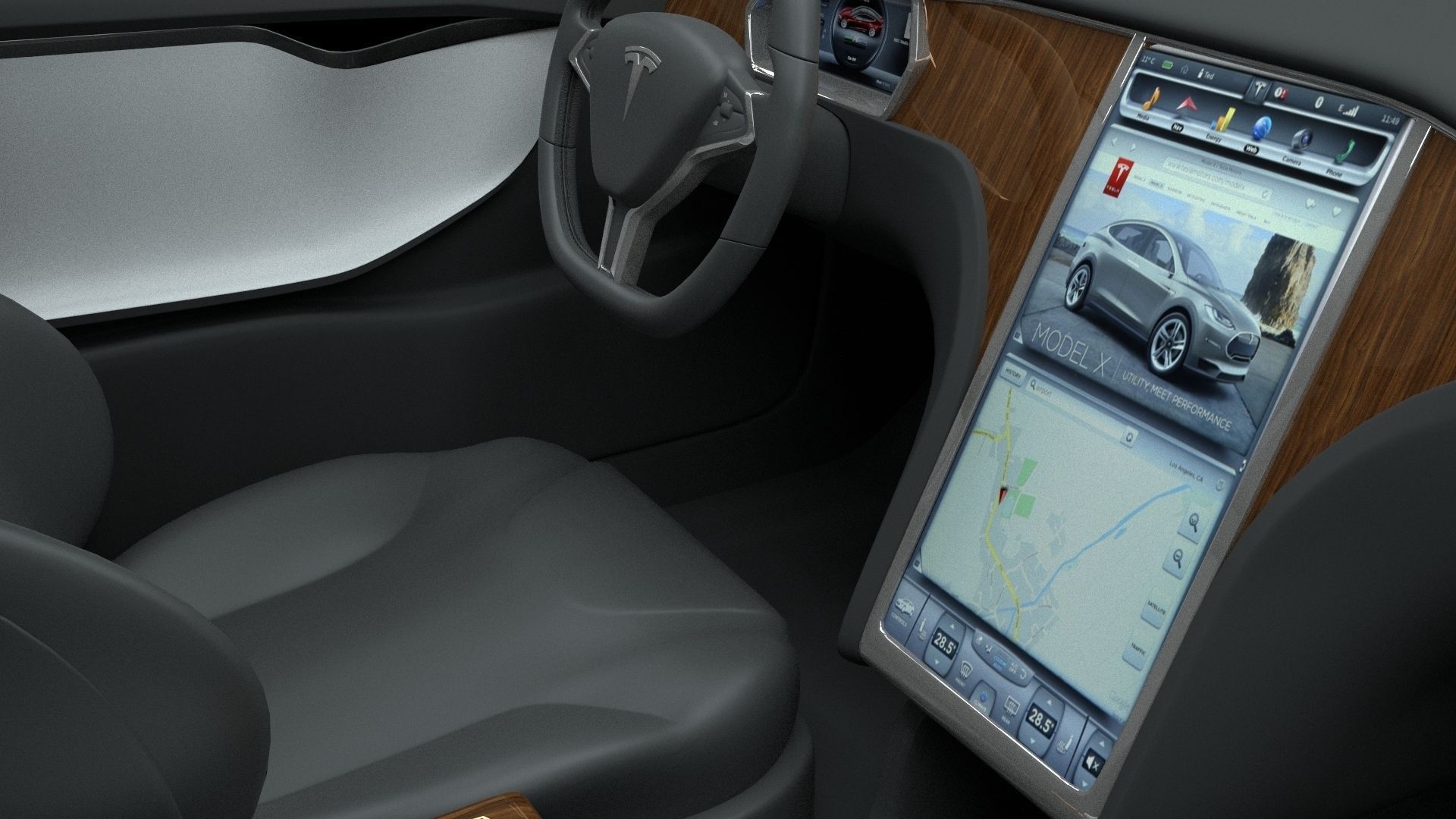 Tesla Model S with interior 3D model_7