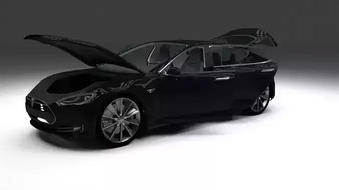 Tesla Model S with interior 3D model