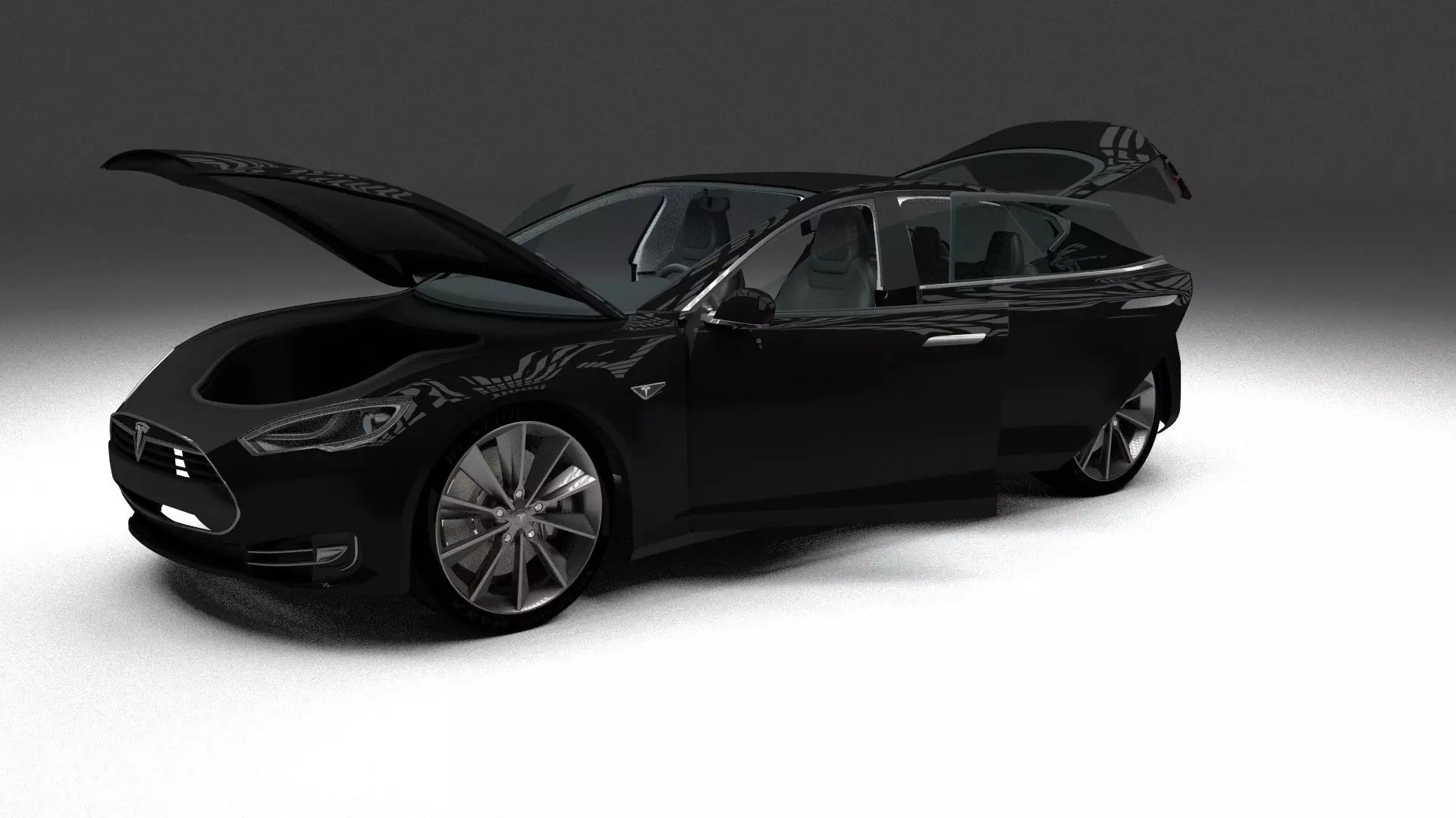Tesla Model S with interior 3D model_0