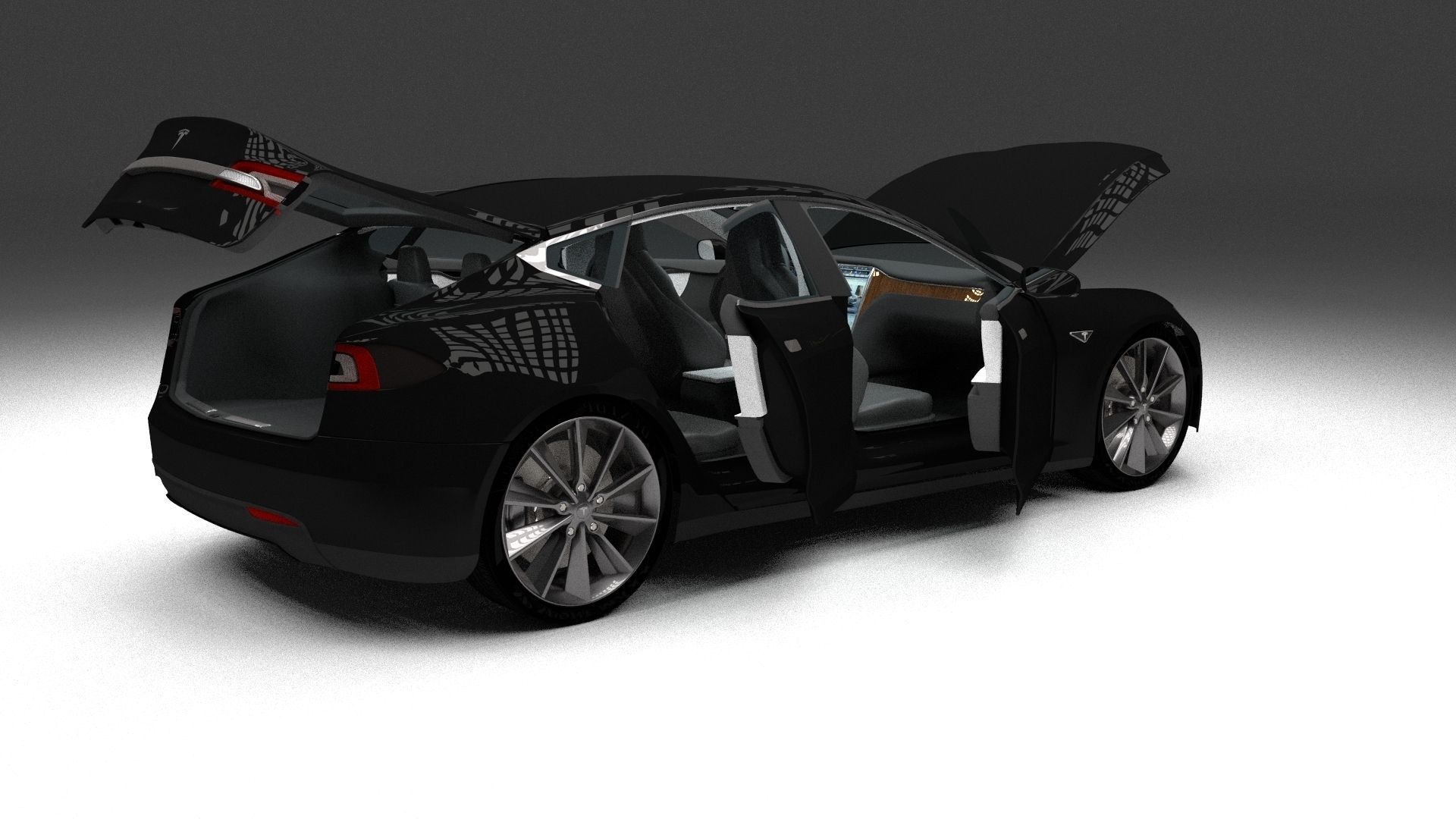 Tesla Model S with interior 3D model_4