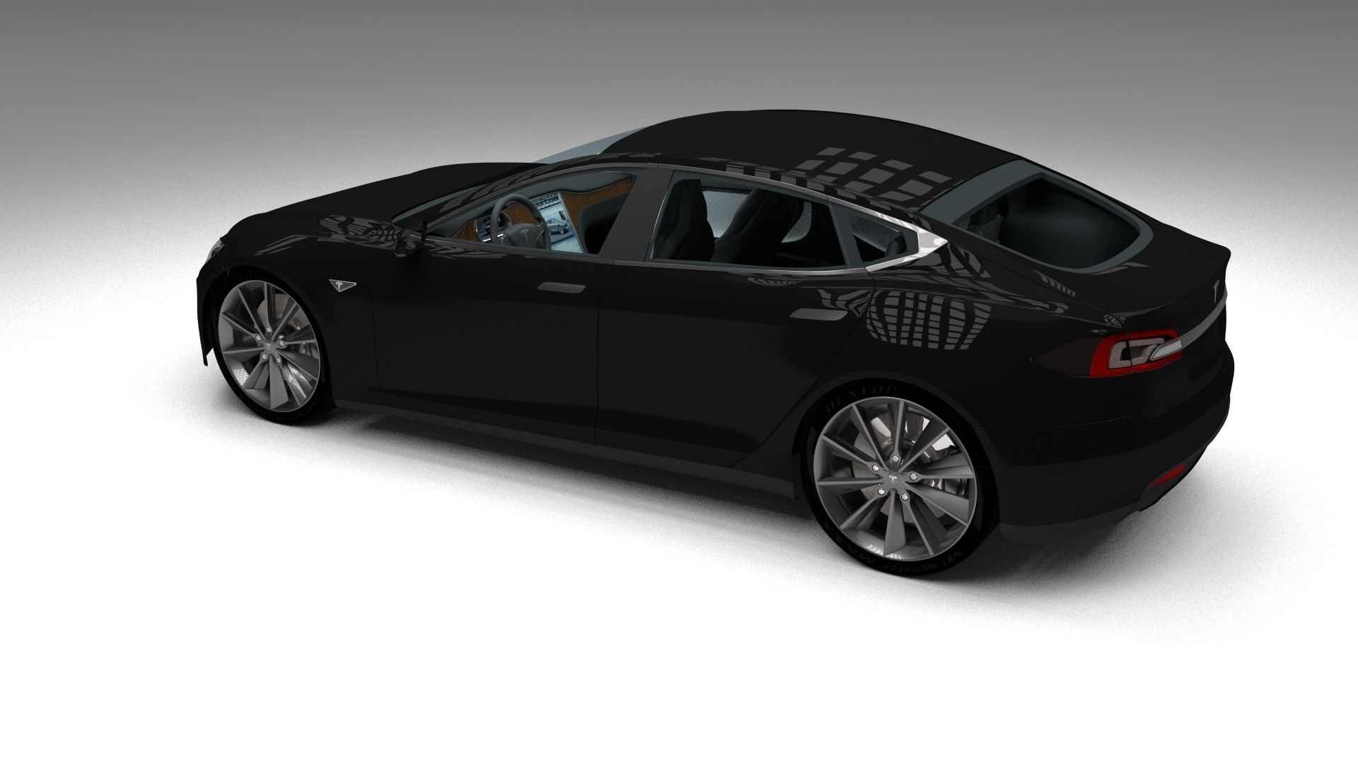 Tesla Model S with interior 3D model_27