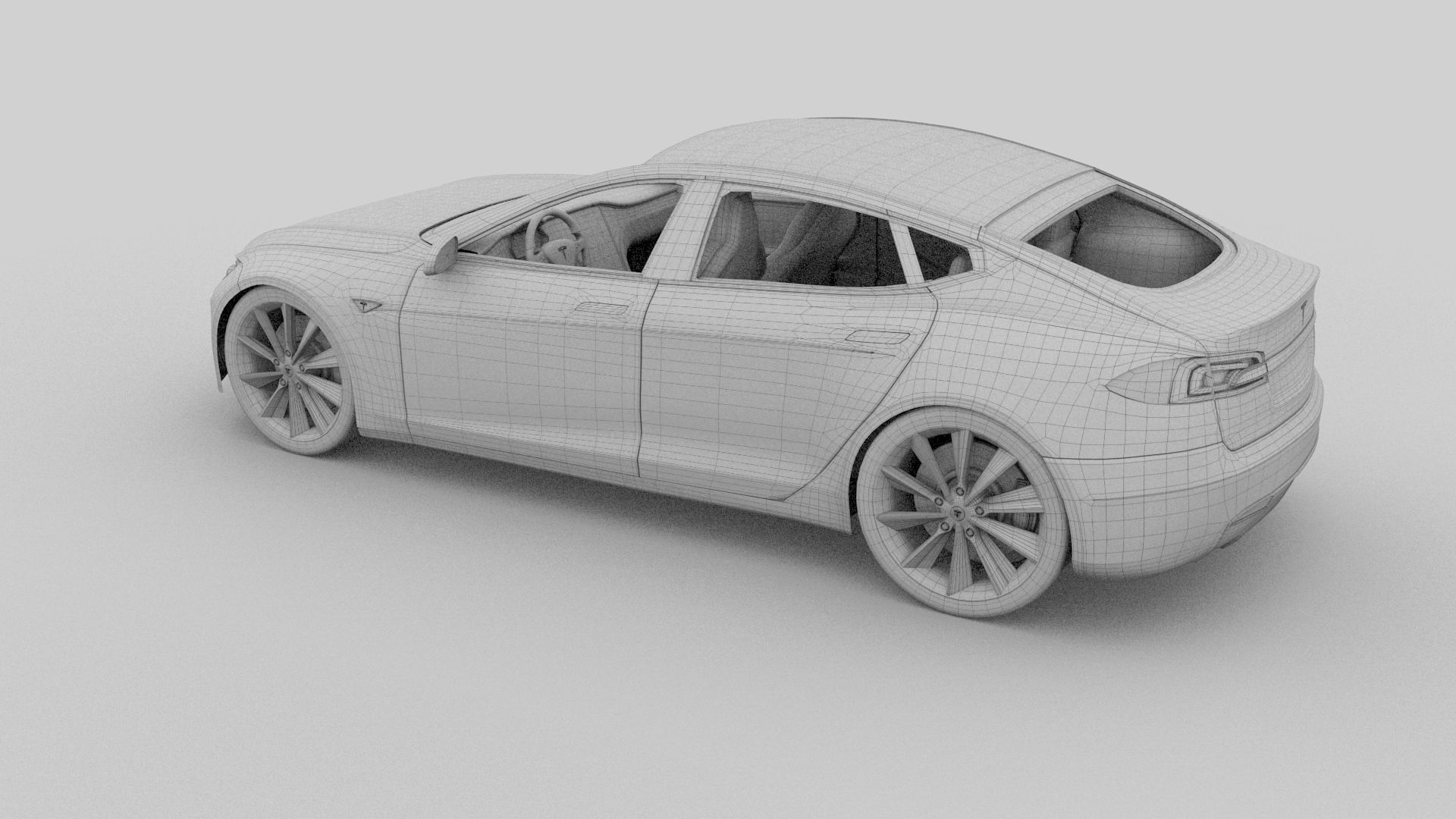 Tesla Model S with interior 3D model_14