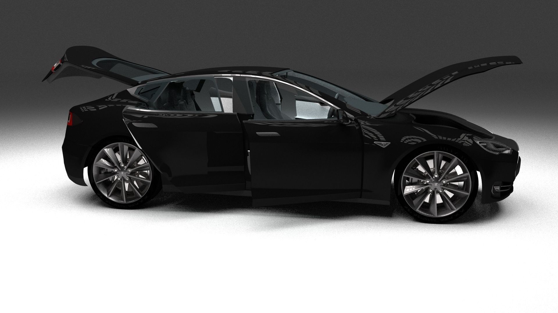 Tesla Model S with interior 3D model_31