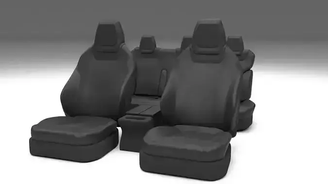 Tesla Model S Seats Dark Low-poly 3D model