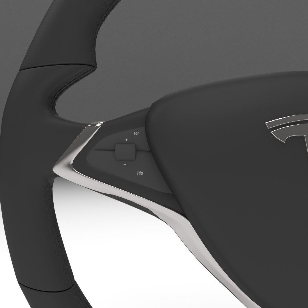 Tesla Model S Steering Wheel Low-poly 3D model_2