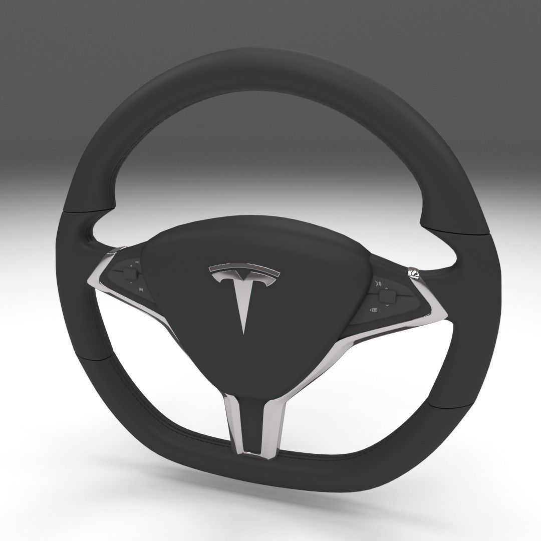 Tesla Model S Steering Wheel Low-poly 3D model_4