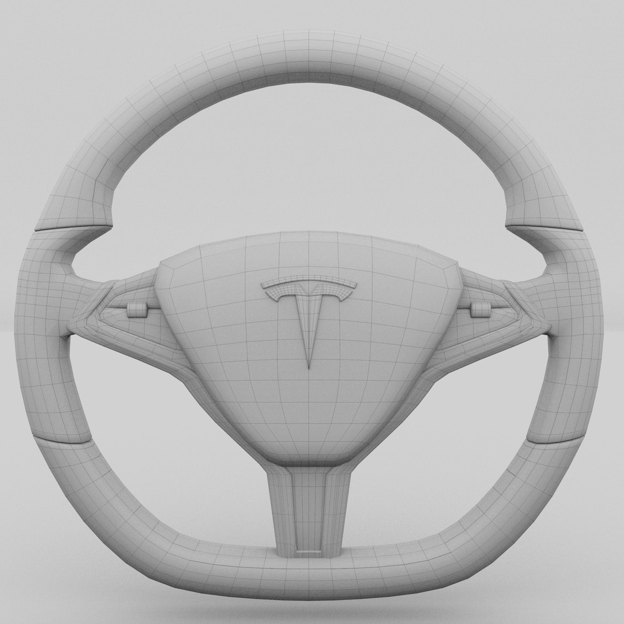 Tesla Model S Steering Wheel Low-poly 3D model_7