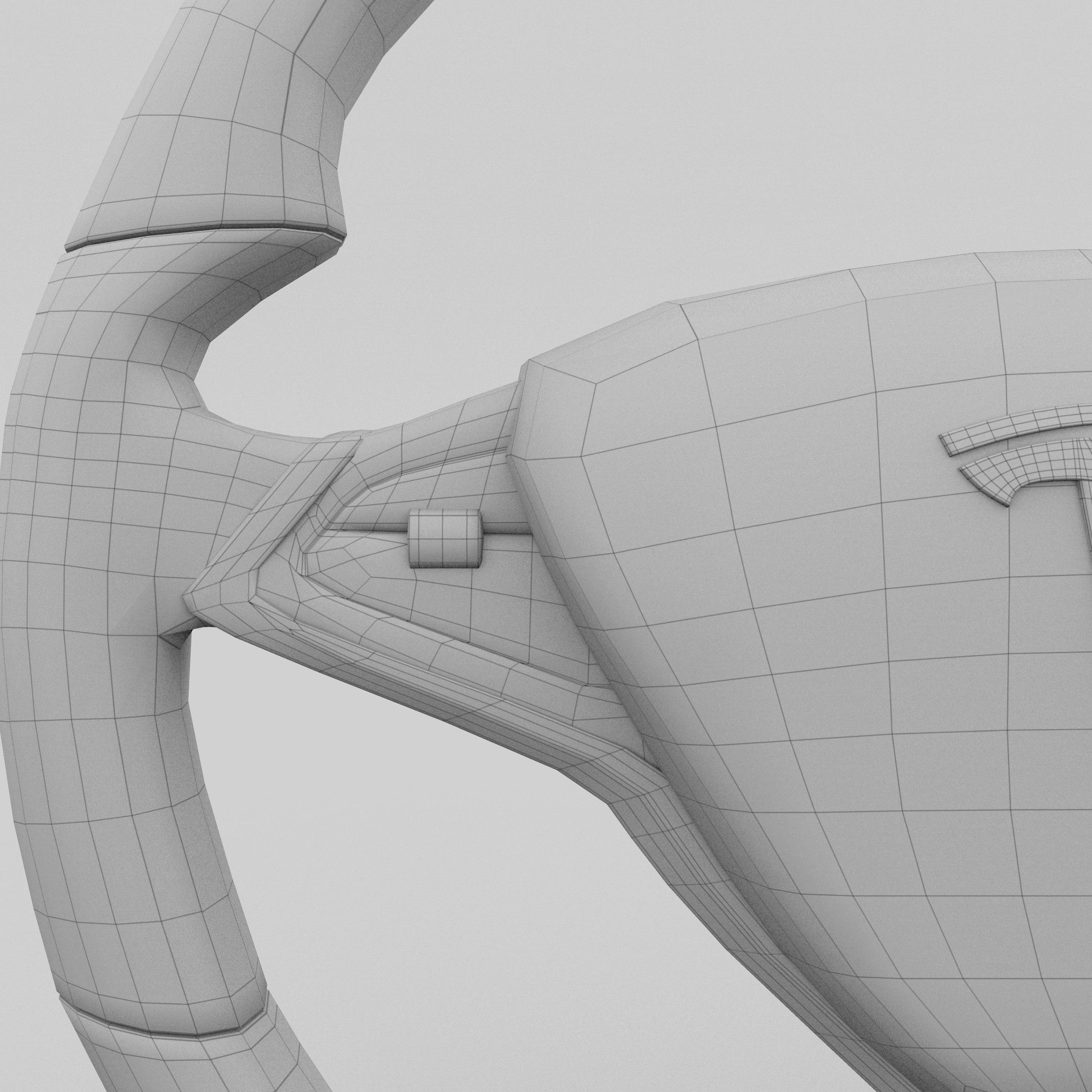 Tesla Model S Steering Wheel Low-poly 3D model_9