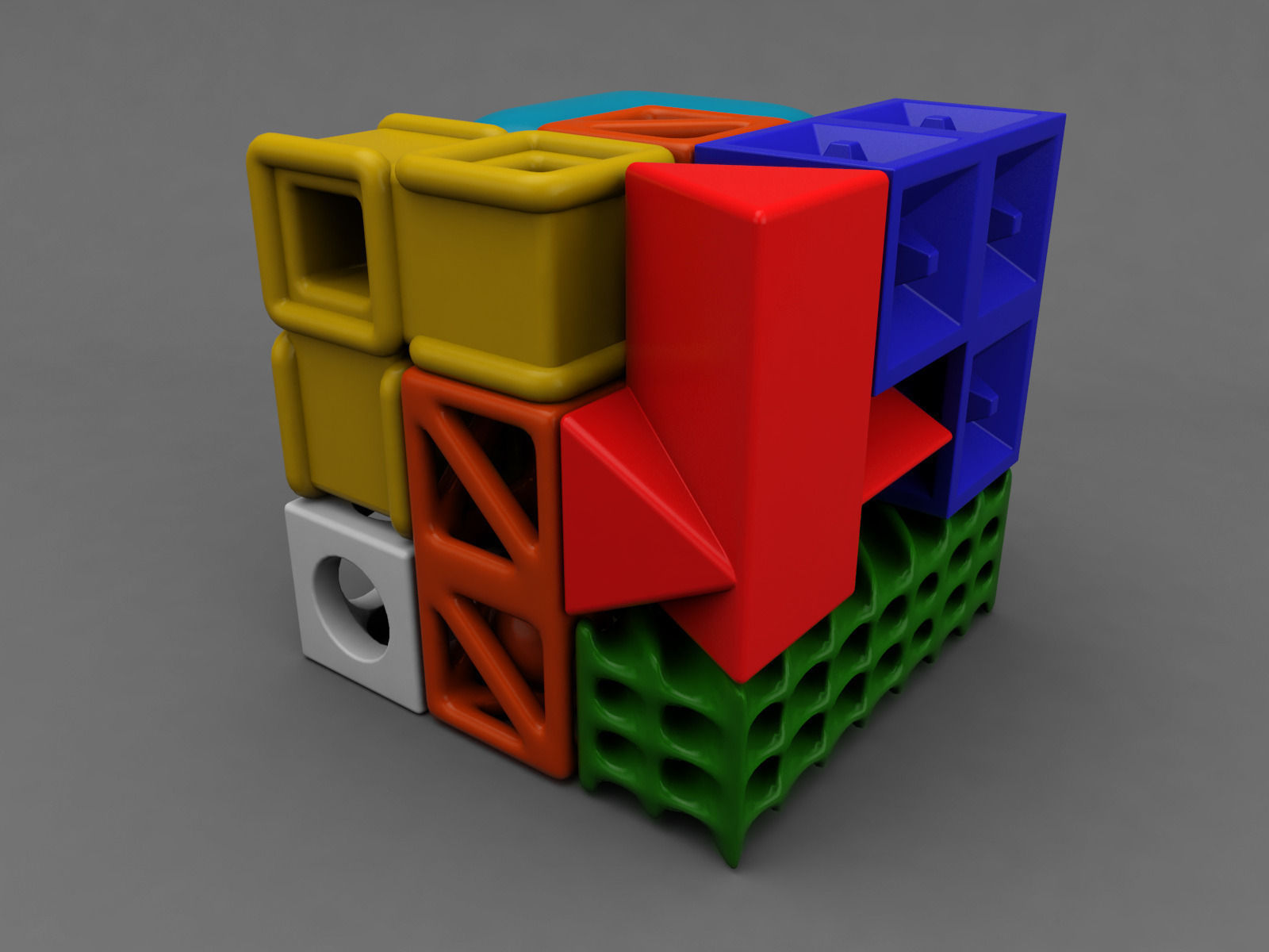 Soma cube puzzle game 3D print model_2