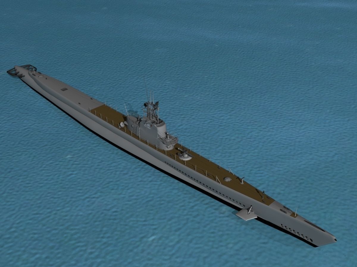 Gato Class Submarine SS238 USS Wahoo 3D model rigged CGTrader