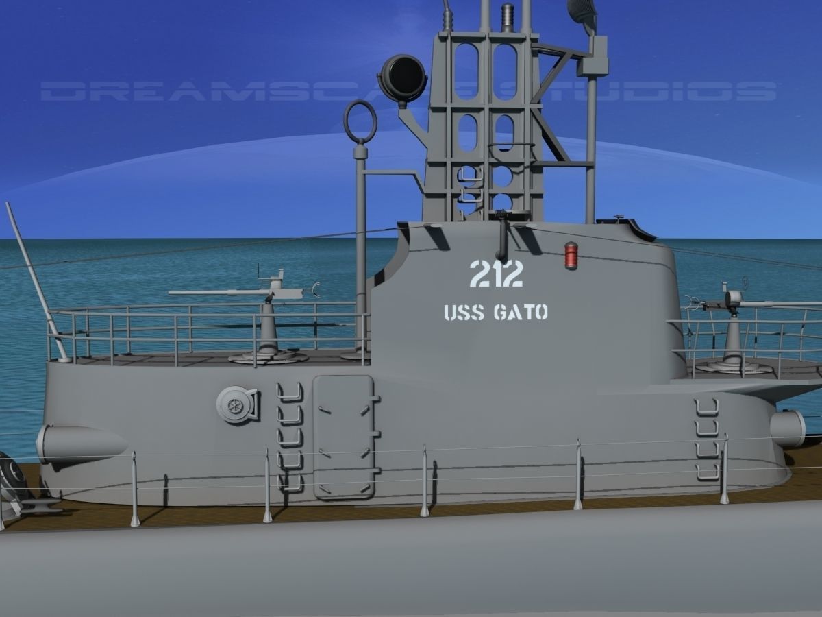 Gato Class Submarine SS246 USS Croaker 3D model_11