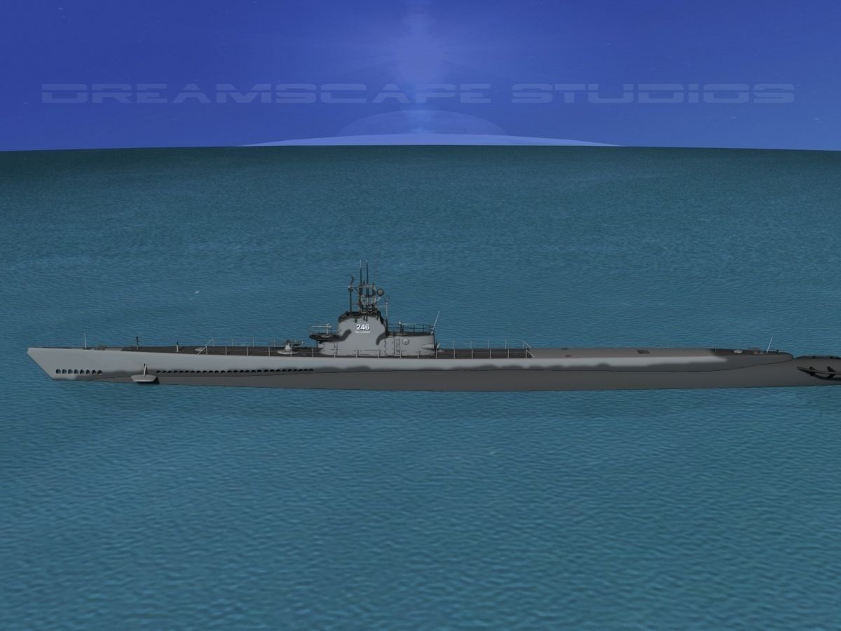 Gato Class Submarine SS246 USS Croaker 3D model_7