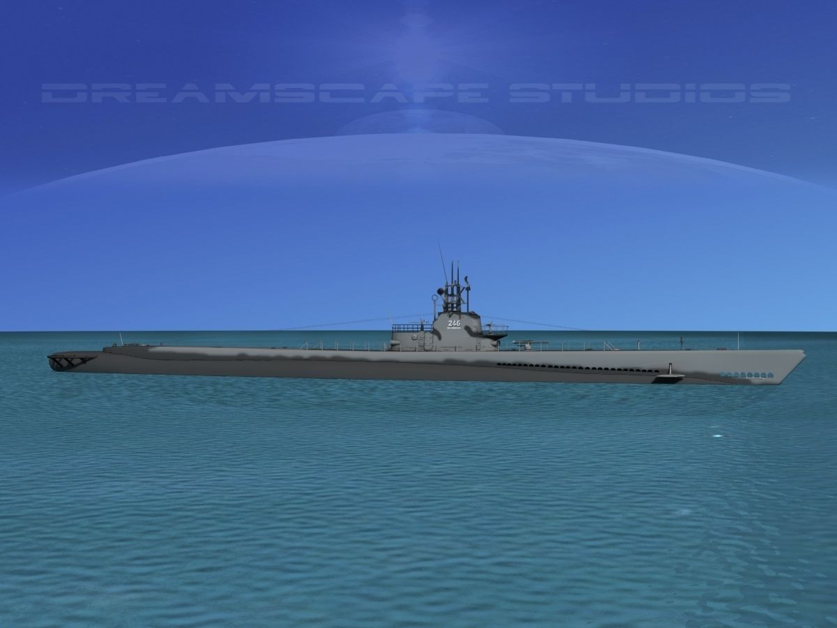 Gato Class Submarine SS246 USS Croaker 3D model_2