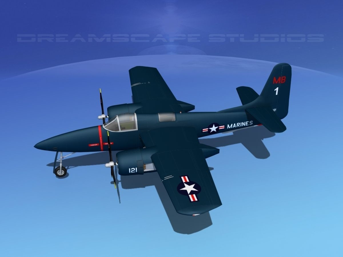 Grumman F7F Tigercat V01 3D model_9