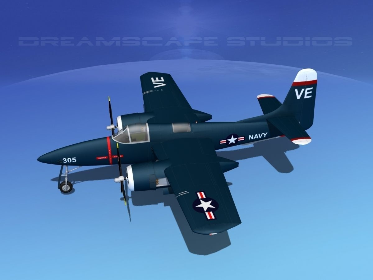 Grumman F7F Tigercat V04 3D model_9