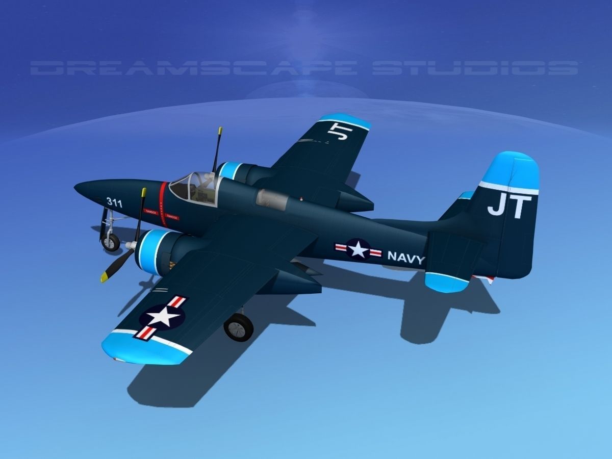 Grumman F7F Tigercat V05 3D model_9