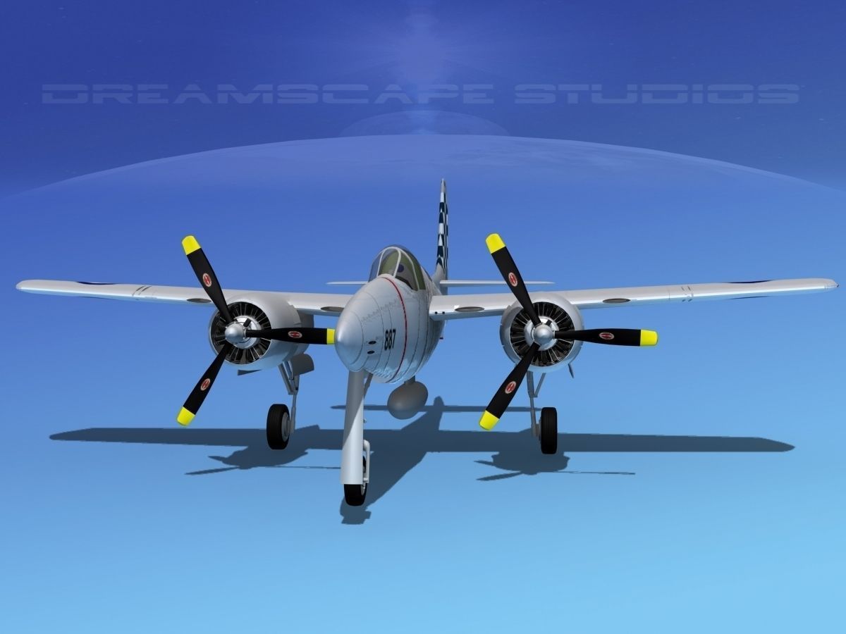 Grumman F7F Tigercat V07 3D model_1